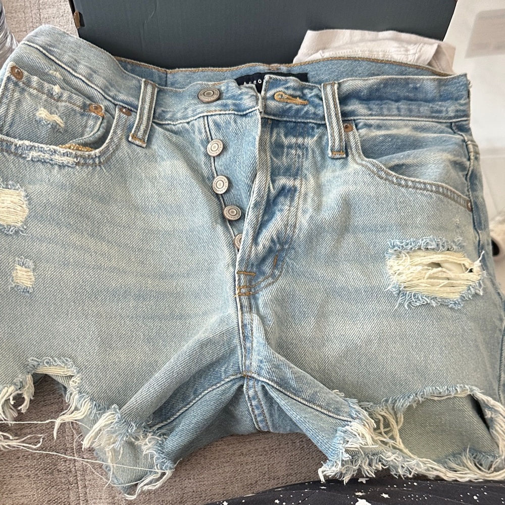 Aeropostale Light Blue High Rise Cut-Off Shorts
